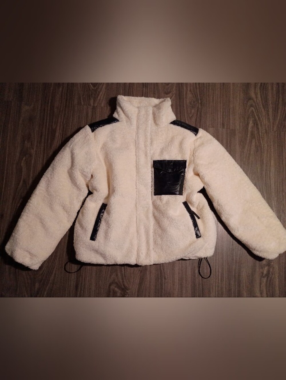 Lou & Grey Cream Teddy Jacket with Black Trim